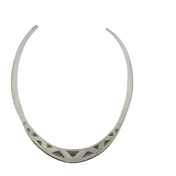 VINTAGE TAXCO 1955 STERLING SILVER GEOMETRIC COLLAR STYLE STATEMENT NECKLACE - Picture 5 of 6